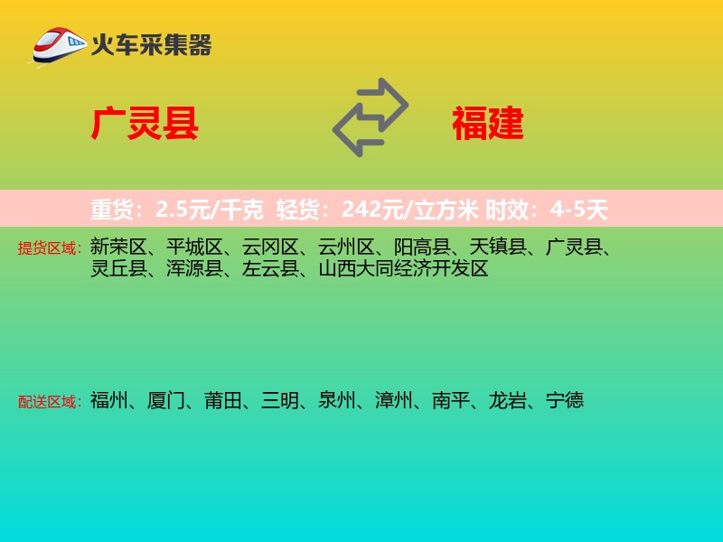 广灵县到福建长途搬家