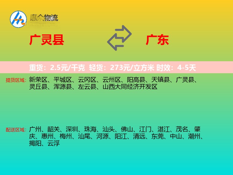 广灵县到广东长途搬家