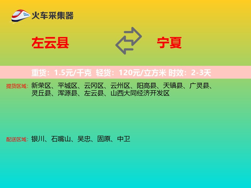 左云县到宁夏物流专线