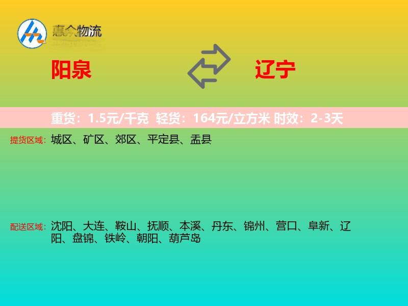 阳泉到辽宁轿车托运