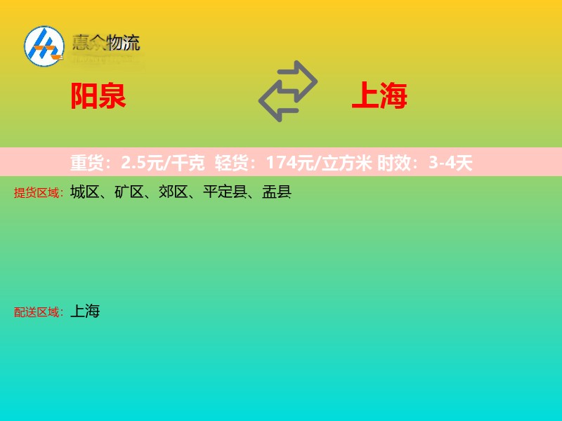 阳泉到上海长途搬家