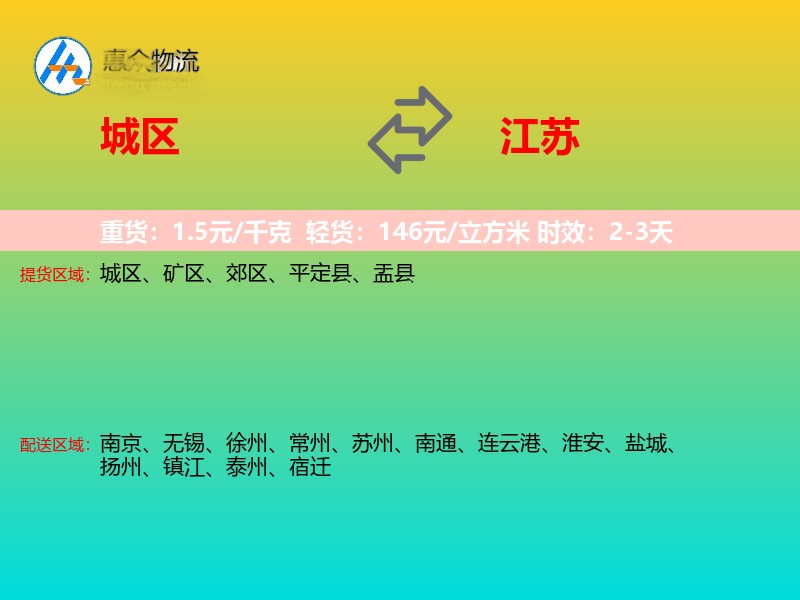 城区到江苏物流专线