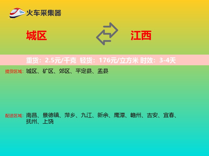 城区到江西物流专线