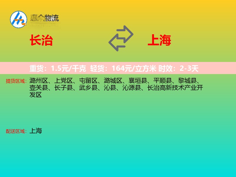 长治到上海物流专线