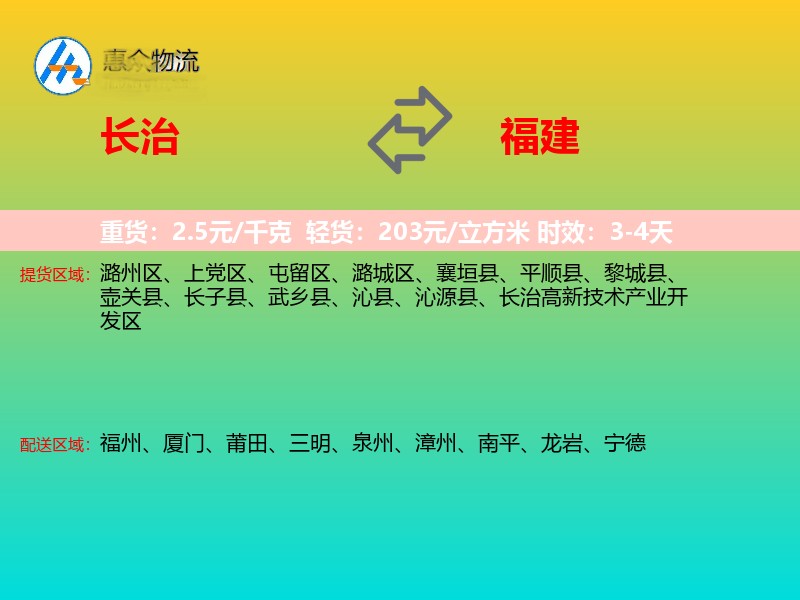 长治到福建长途搬家