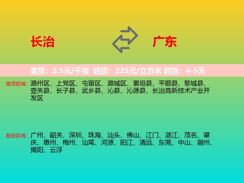 长治到广东长途搬家