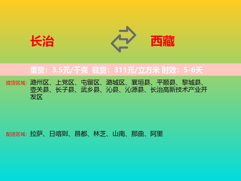 长治到西藏长途搬家