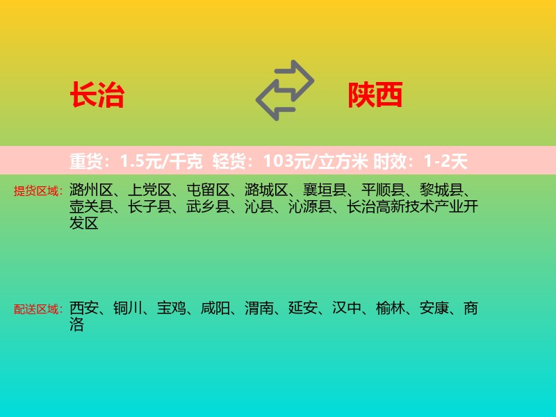长治到陕西长途搬家