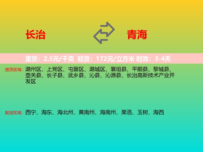 长治到青海长途搬家