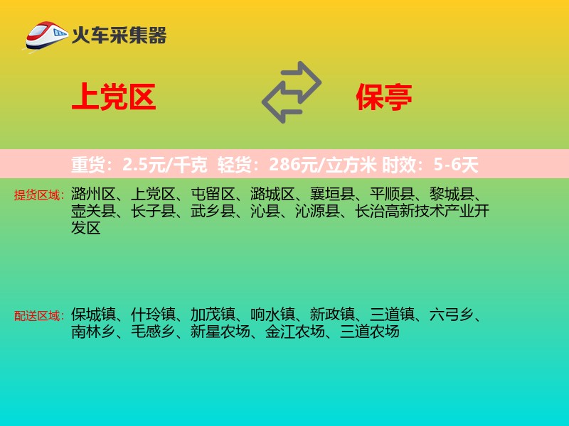 上党区到保亭物流专线