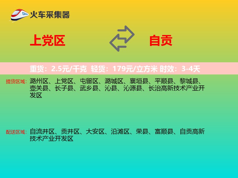 上党区到自贡物流专线