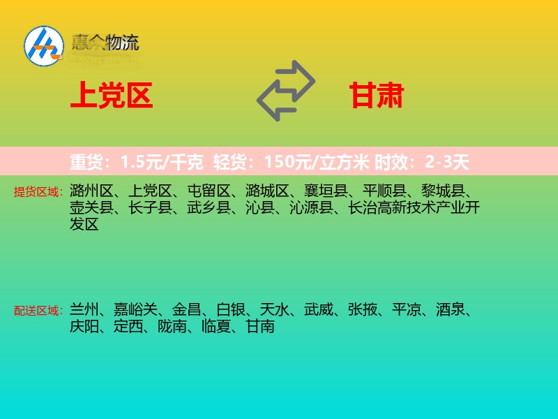 上党区到甘肃长途搬家