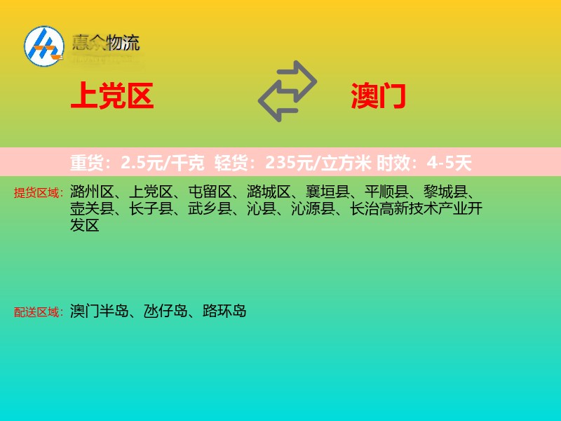 上党区到澳门长途搬家
