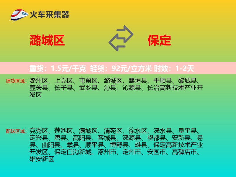 潞城区到保定物流专线