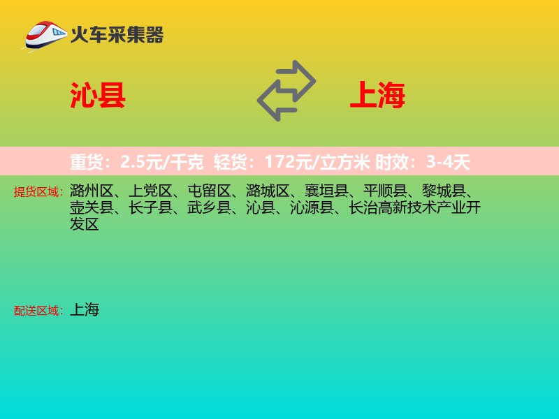 沁县到上海物流专线