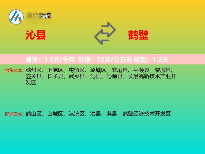 沁县到鹤壁物流专线