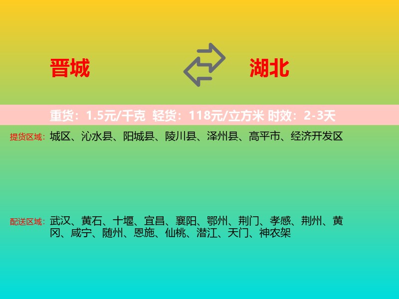 晋城到湖北长途搬家