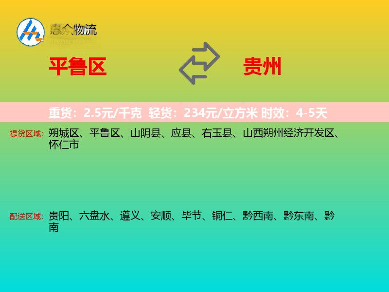平鲁区到贵州轿车托运
