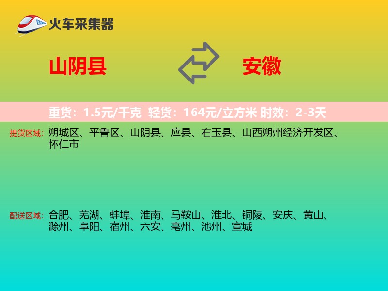 山阴县到安徽物流专线