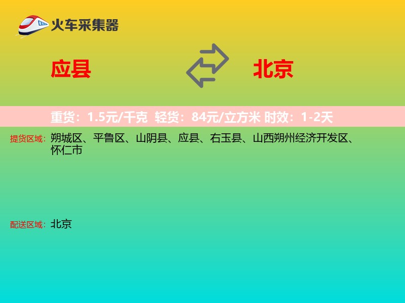 应县到北京物流专线