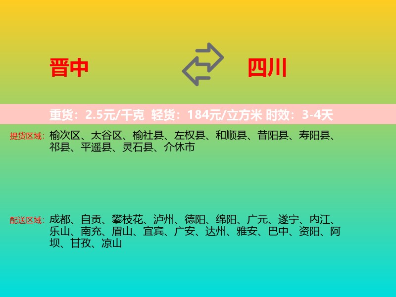 晋中到四川长途搬家