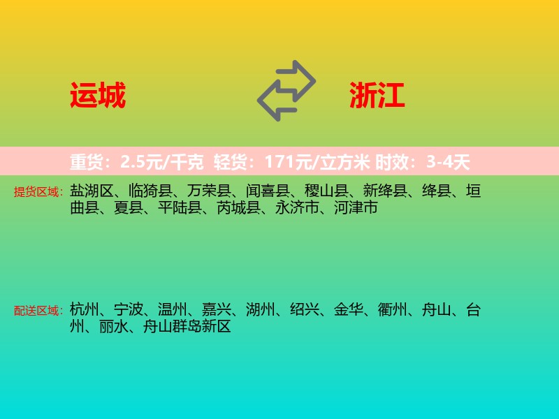 运城到浙江长途搬家