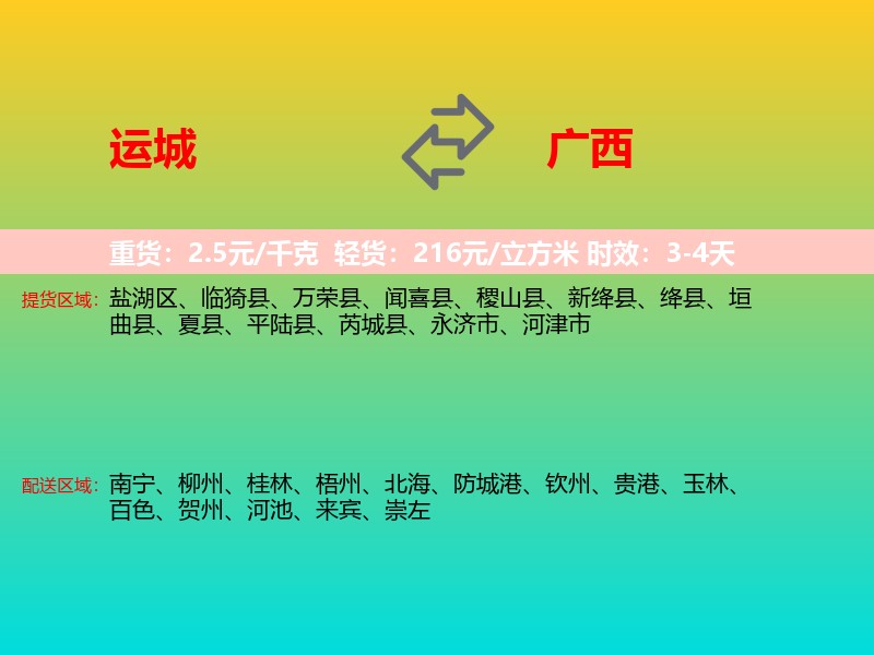 运城到广西长途搬家