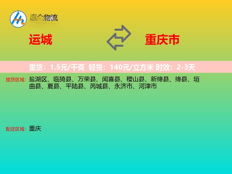 运城到重庆市长途搬家