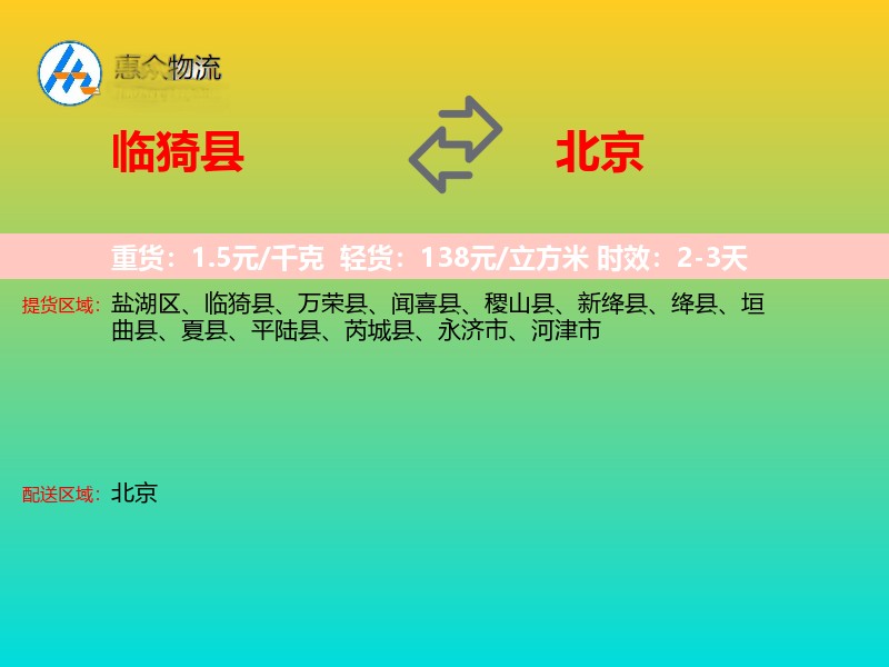 临猗县到北京长途搬家