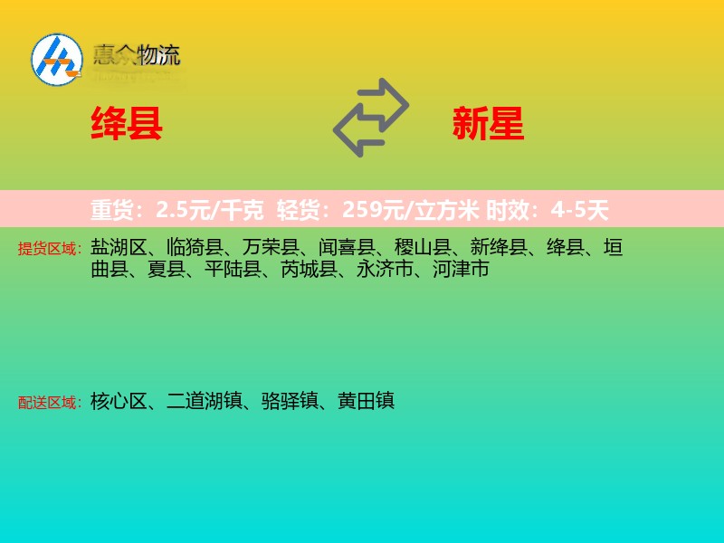 绛县到新星物流专线