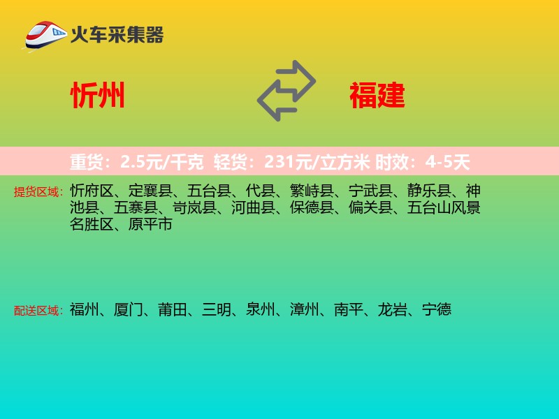 忻州到福建长途搬家