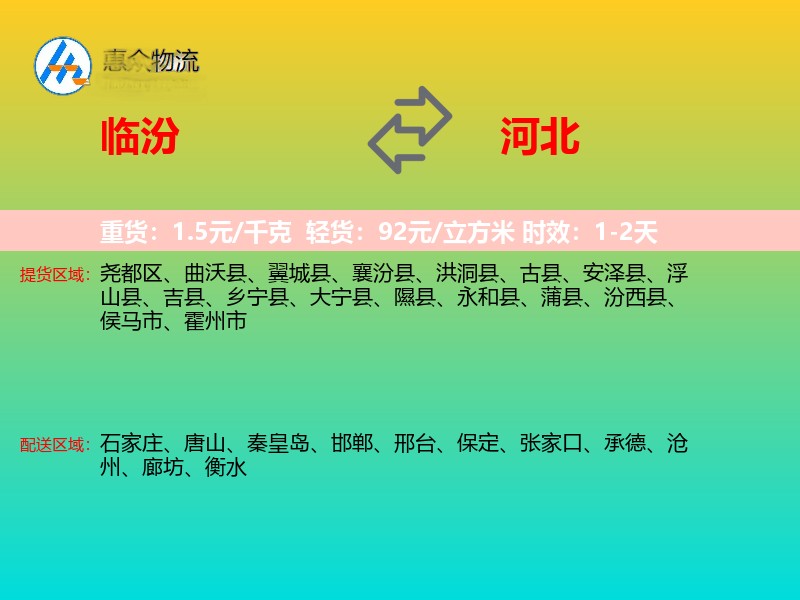 临汾到河北长途搬家