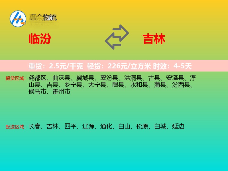 临汾到吉林轿车托运