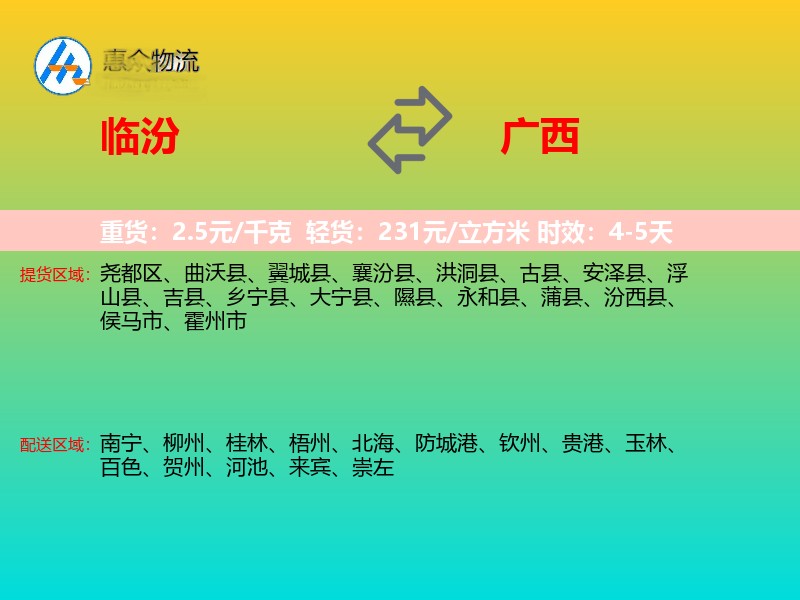 临汾到广西长途搬家