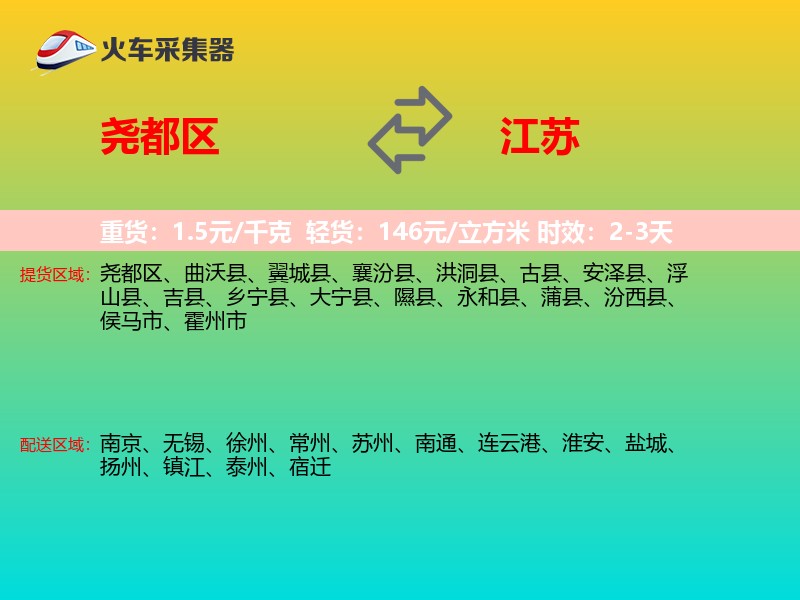尧都区到江苏物流专线
