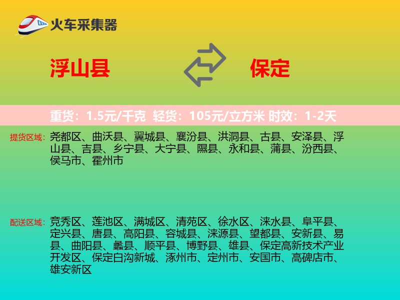 浮山县到保定物流专线