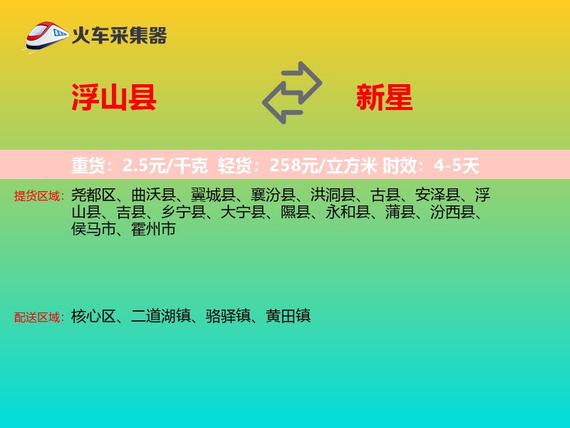 浮山县到新星物流专线