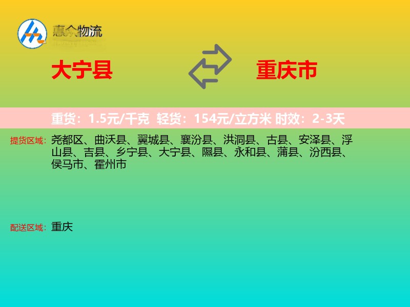 大宁县到重庆市长途搬家