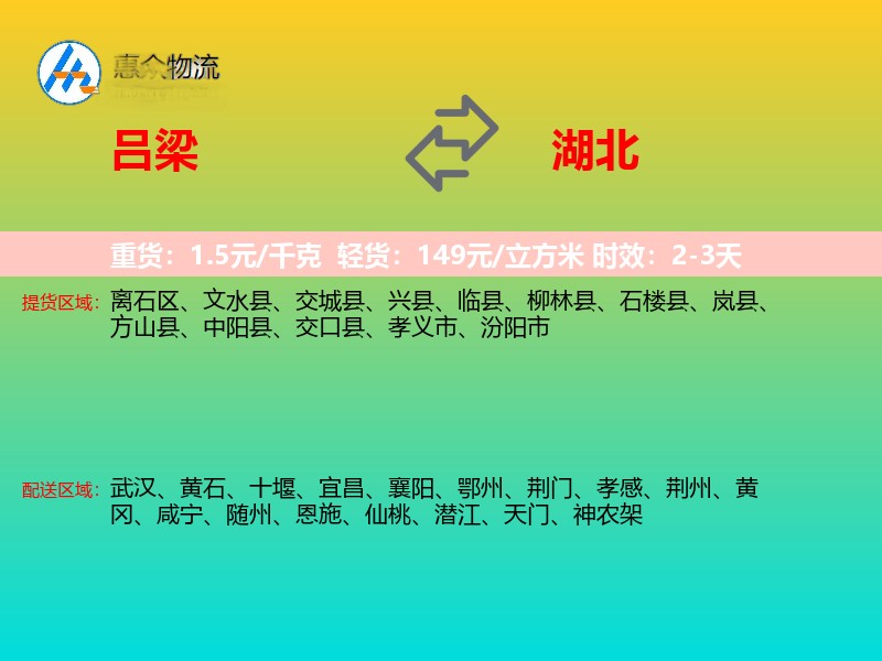 吕梁到湖北长途搬家