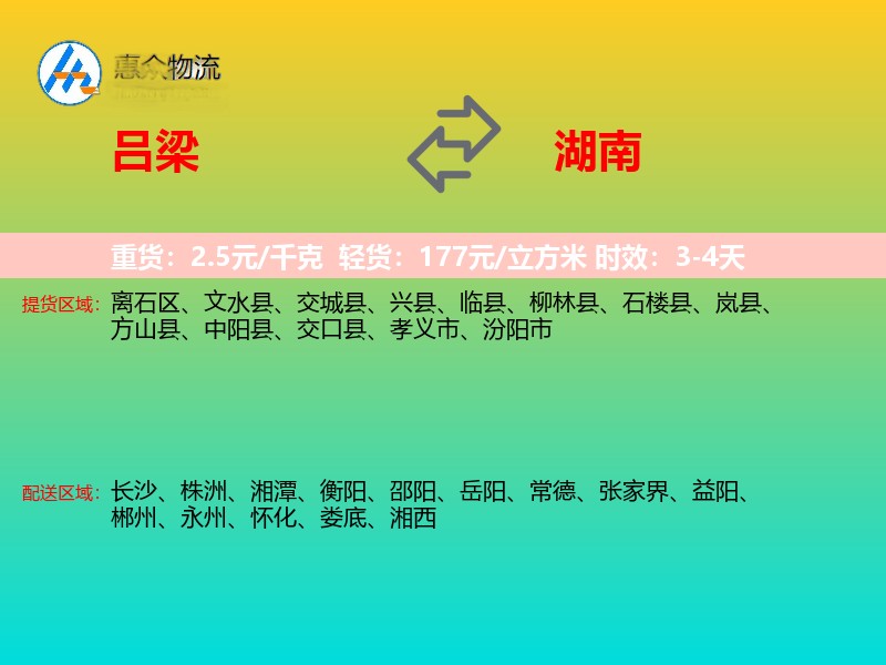 吕梁到湖南物流专线