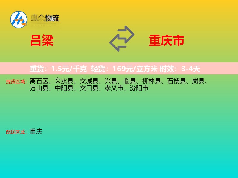 吕梁到重庆市长途搬家