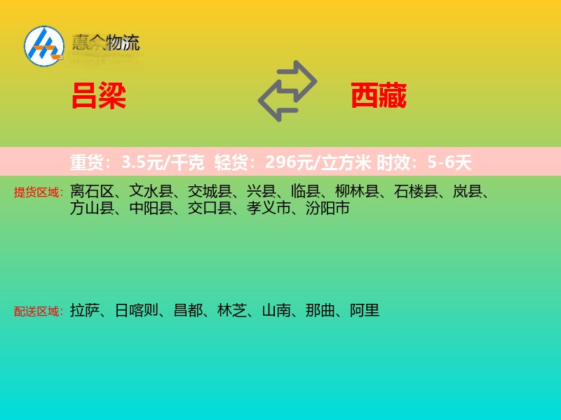 吕梁到西藏长途搬家