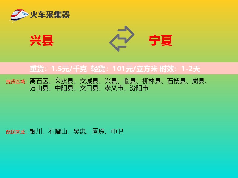 兴县到宁夏物流专线