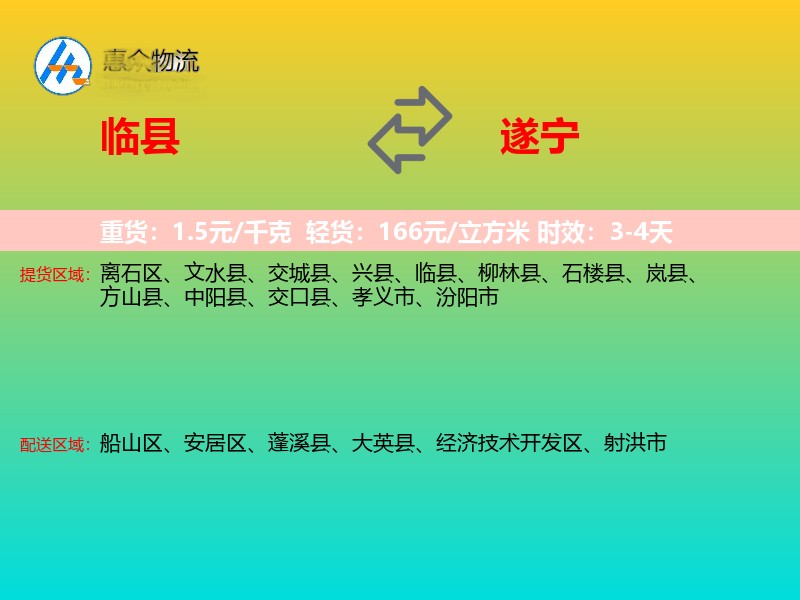 临县到遂宁物流专线