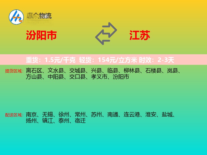 汾阳市到江苏长途搬家