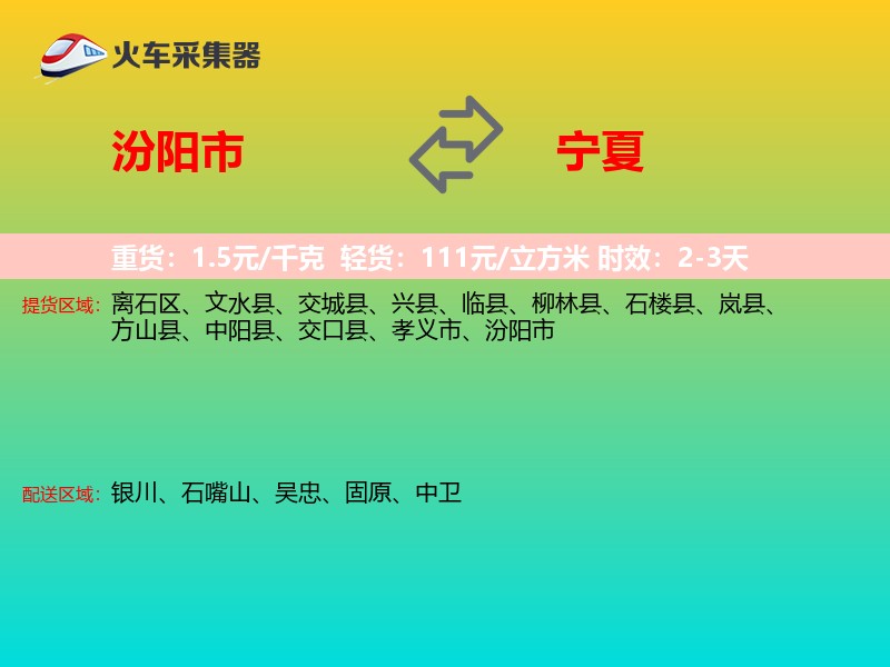 汾阳市到宁夏长途搬家