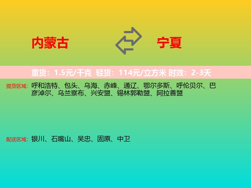 内蒙古到宁夏长途搬家
