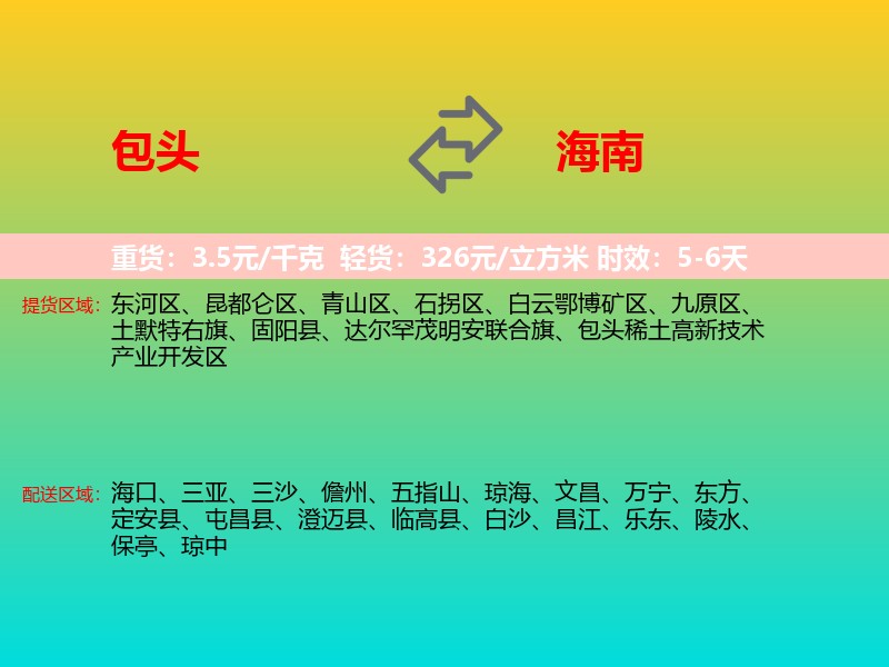包头到海南长途搬家