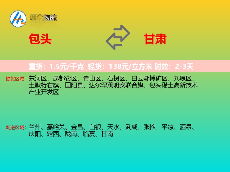包头到甘肃长途搬家