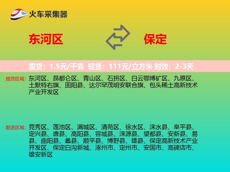 东河区到保定物流专线